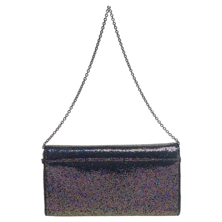 Pre Owned Christian Louboutin Multicolor Glitter and Patent Leather Trim Riviera Clutch 