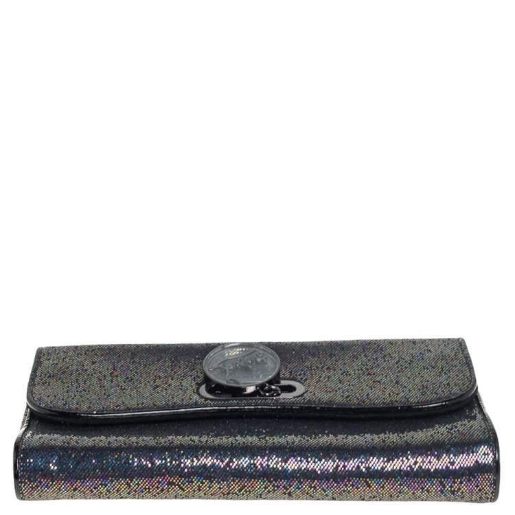 Pre Owned Christian Louboutin Multicolor Glitter and Patent Leather Trim Riviera Clutch 