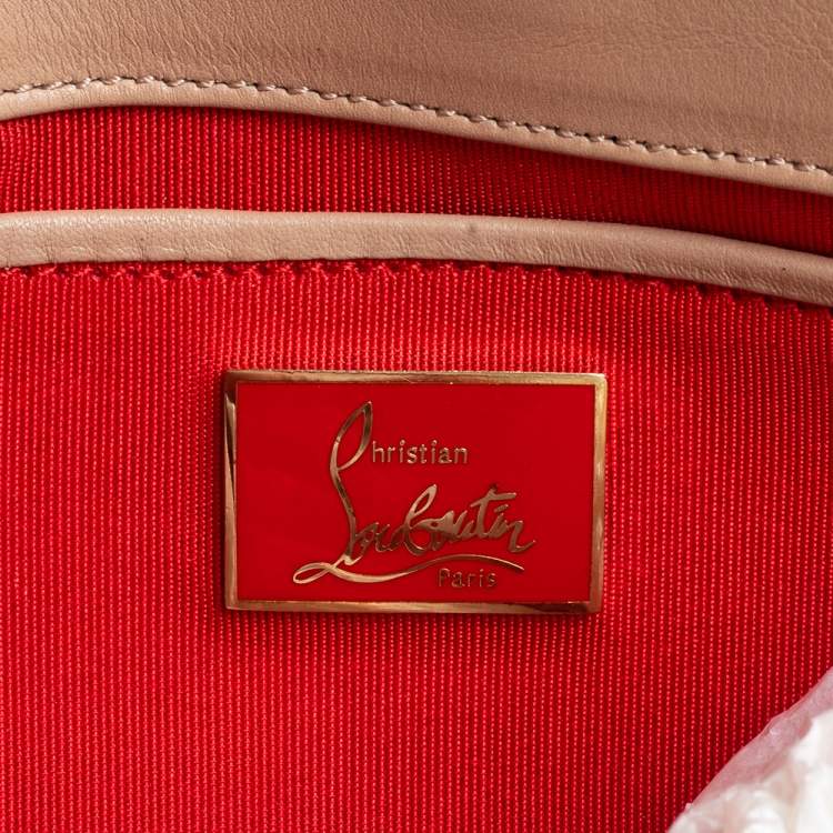 Pre Owned Christian Louboutin Beige Leather Marquise Spiked Clutch