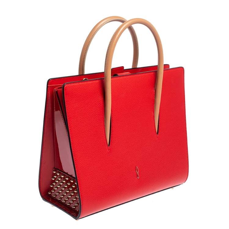 مملوكة مسبقًا Christian Louboutin Red/Beige Leather Paloma Medium Tote