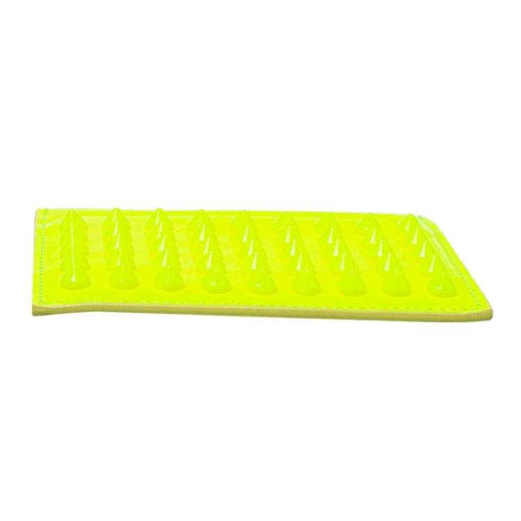 Pre Owned Christian Louboutin Neon Green Patent Leather Kios Spike Card Holder