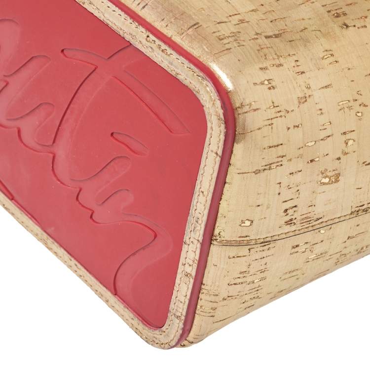 Pre Owned Christian Louboutin Gold Metallic Cork and Rubber Cabata Tote
