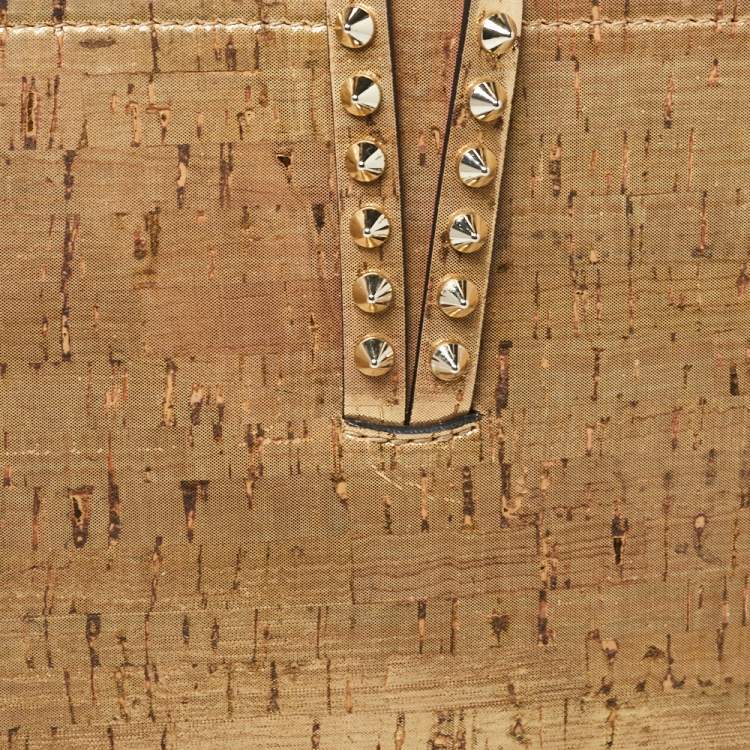 Pre Owned Christian Louboutin Gold Metallic Cork and Rubber Cabata Tote
