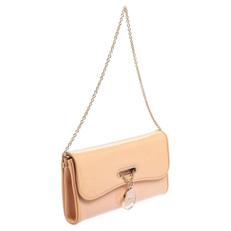 Pre Owned Christian Louboutin Beige Patent Leather Riviera Clutch