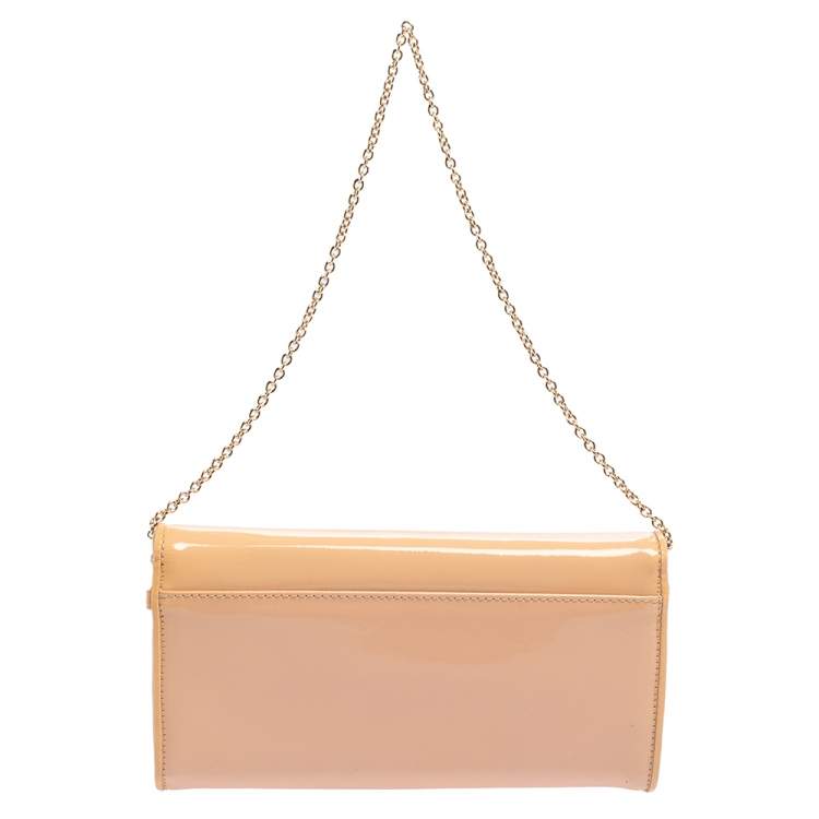 Pre Owned Christian Louboutin Beige Patent Leather Riviera Clutch