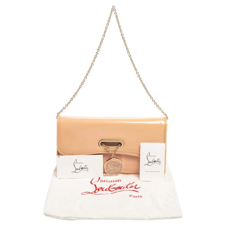 Pre Owned Christian Louboutin Beige Patent Leather Riviera Clutch