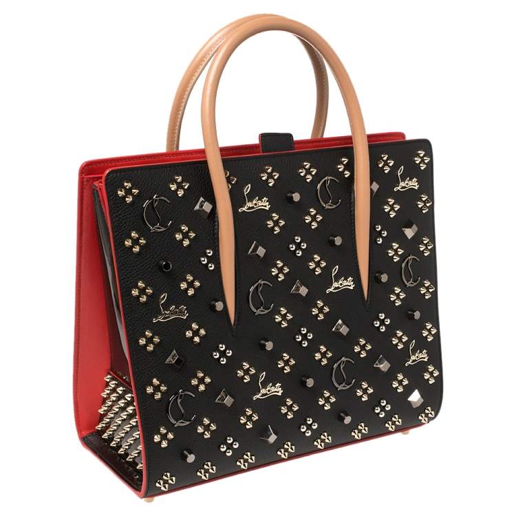 Pre Owned Christian Louboutin Tri Color Studded Leather Paloma Medium Tote