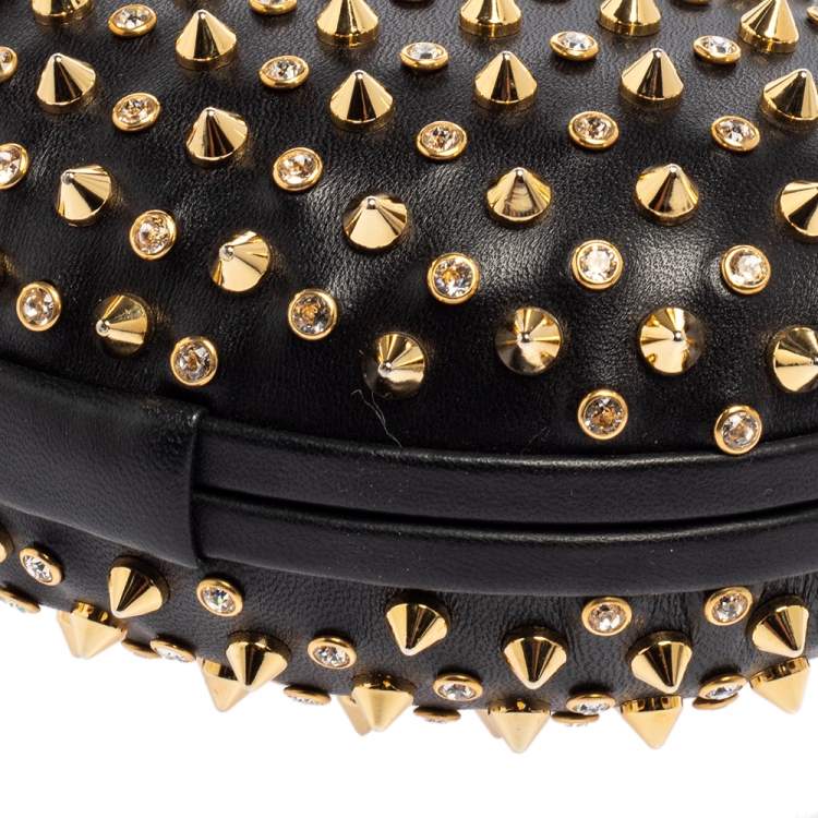 Pre Owned Christian Louboutin Black Leather Spikes Mina Clutch