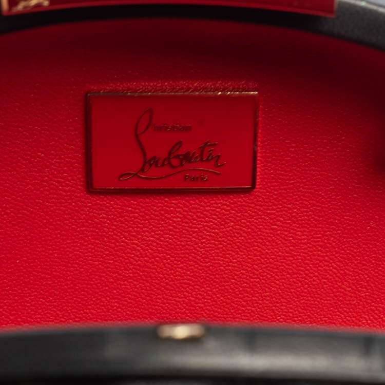 Pre Owned Christian Louboutin Black Leather Spikes Mina Clutch