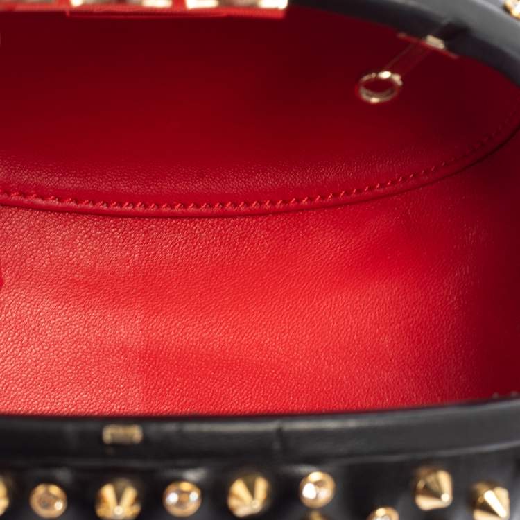 Pre Owned Christian Louboutin Black Leather Spikes Mina Clutch