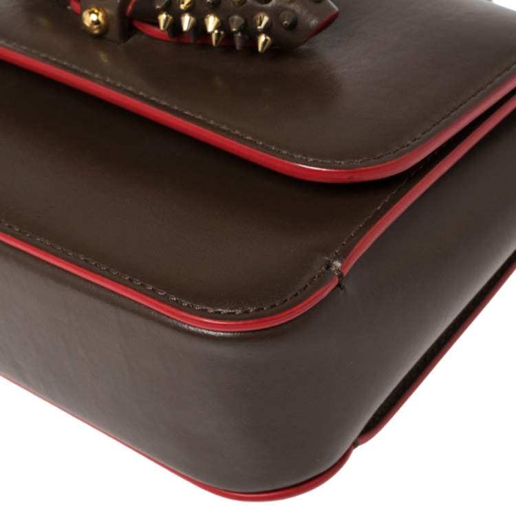 مملوكة مسبقًا Christian Louboutin Brown Leather Spikes Sweet Charity Shoulder Bag