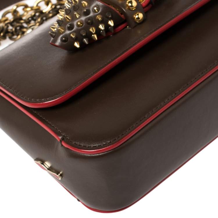 مملوكة مسبقًا Christian Louboutin Brown Leather Spikes Sweet Charity Shoulder Bag