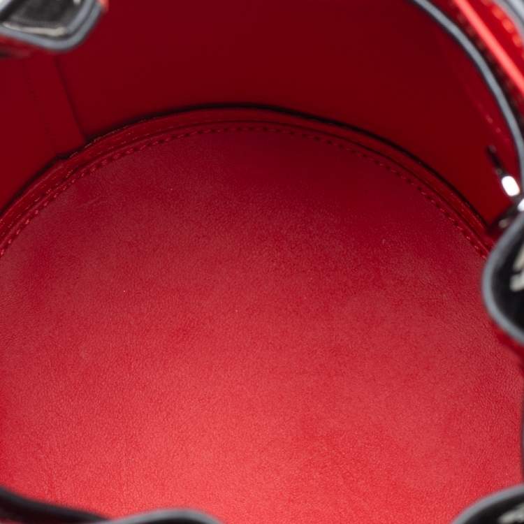 Pre Owned Christian Louboutin Black Suede Crystal Embellished Logo Marie Jane Bucket Bag