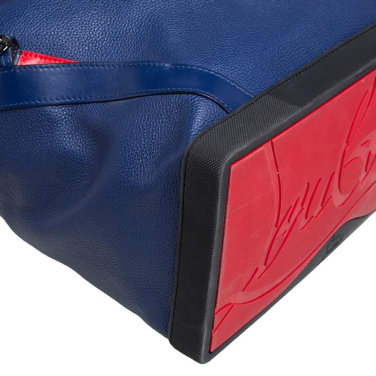 Pre Owned Christian Louboutin Blue/Red Leather and Rubber Explorafunk Backpack