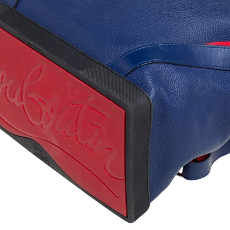 Pre Owned Christian Louboutin Blue/Red Leather and Rubber Explorafunk Backpack