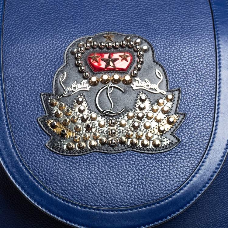 Pre Owned Christian Louboutin Blue/Red Leather and Rubber Explorafunk Backpack