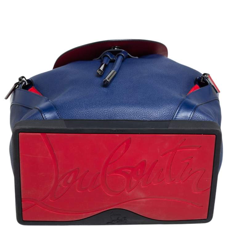 Pre Owned Christian Louboutin Blue/Red Leather and Rubber Explorafunk Backpack