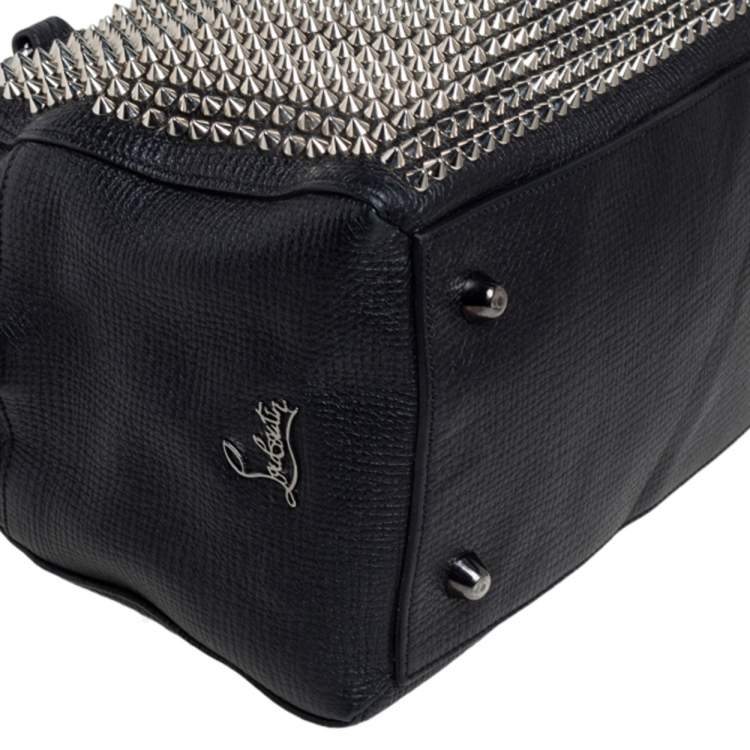 Pre Owned Christian Louboutin Black Leather Panettone Spikes Satchel