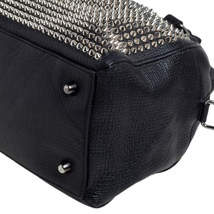Pre Owned Christian Louboutin Black Leather Panettone Spikes Satchel