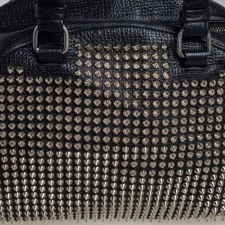 Pre Owned Christian Louboutin Black Leather Panettone Spikes Satchel