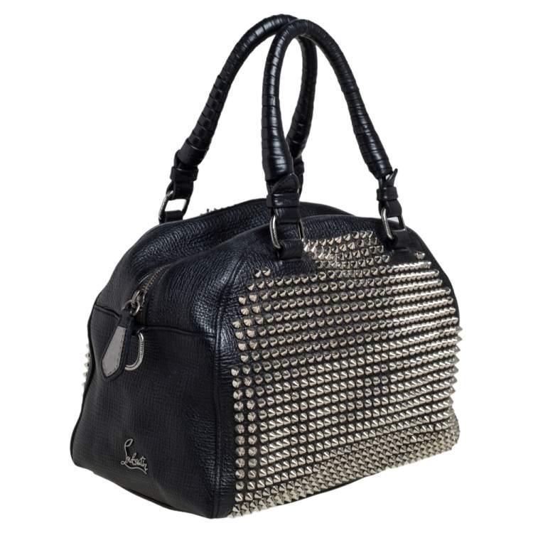 Pre Owned Christian Louboutin Black Leather Panettone Spikes Satchel