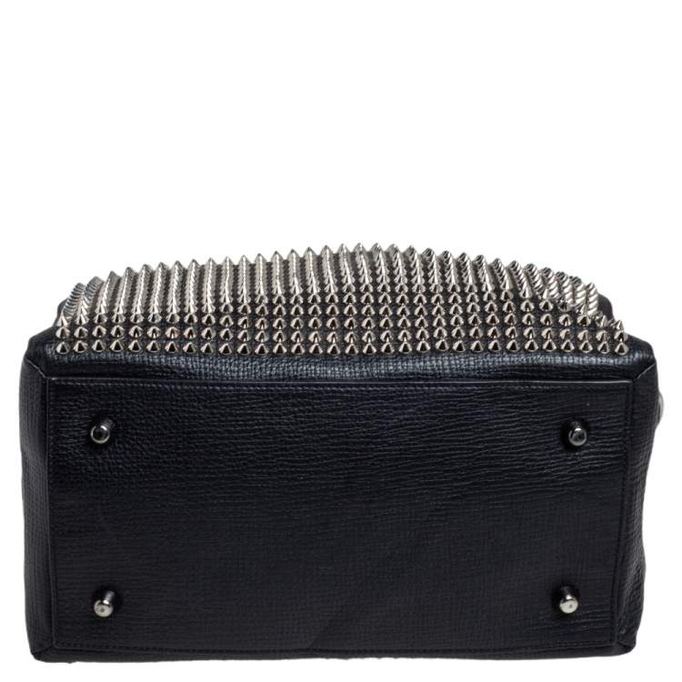 Pre Owned Christian Louboutin Black Leather Panettone Spikes Satchel