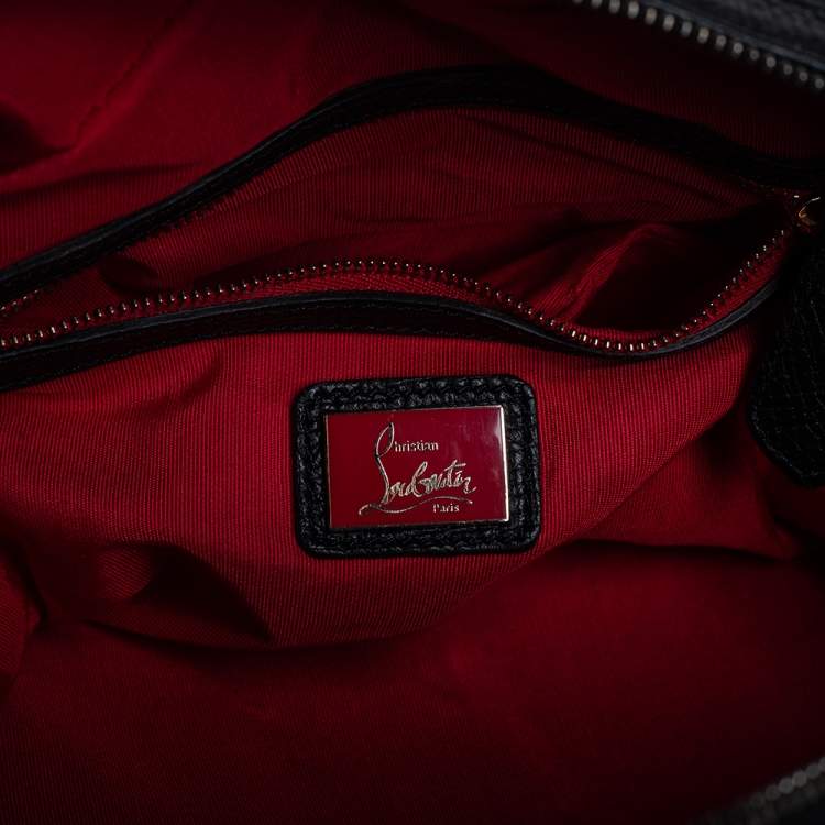 Pre Owned Christian Louboutin Black Leather Panettone Spikes Satchel
