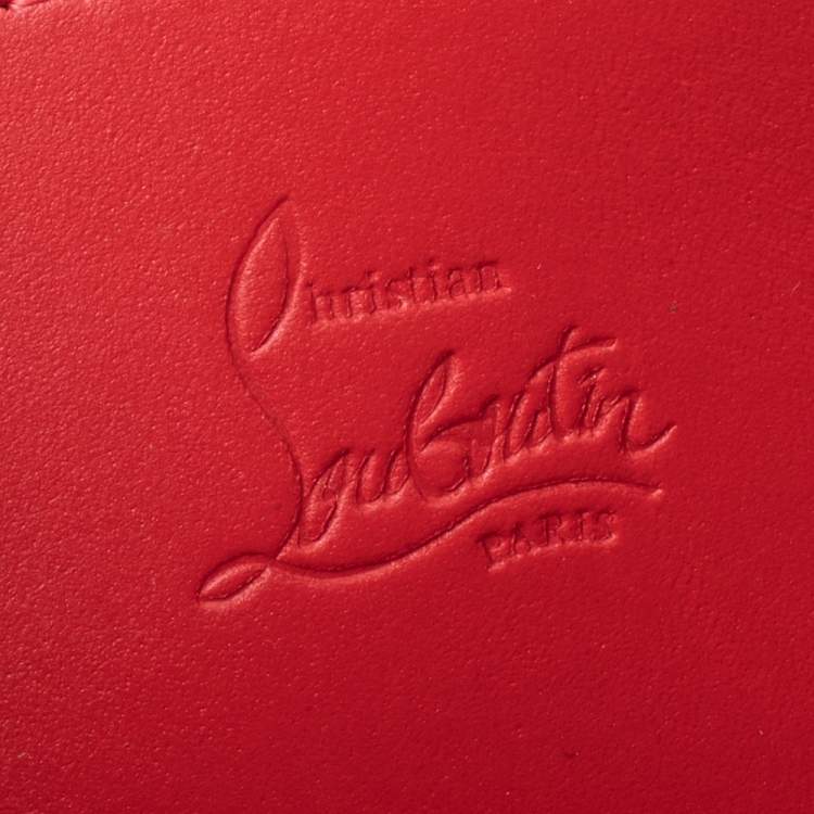 Pre Owned Christian Louboutin Black Leather Spike Panettone Zip Around Wallet