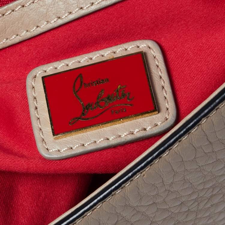 Pre Owned Christian Louboutin Beige Leather Studded Flap Top Handle Bag
