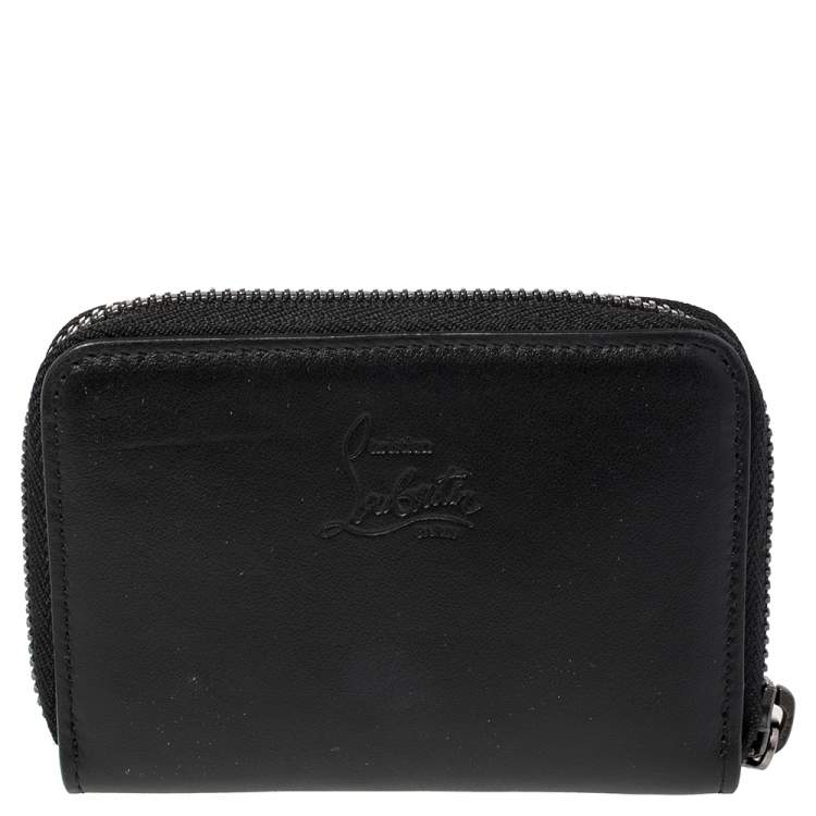 Pre Owned Christian Louboutin Black Spike Leather Panettone Coin Purse