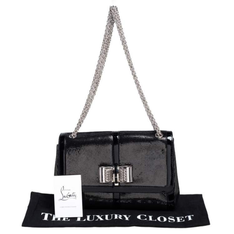 Pre Owned Christian Louboutin Black Suede and Patent Leather Sweet Charity Shoulder Bag