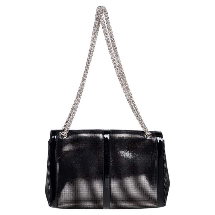 Pre Owned Christian Louboutin Black Suede and Patent Leather Sweet Charity Shoulder Bag