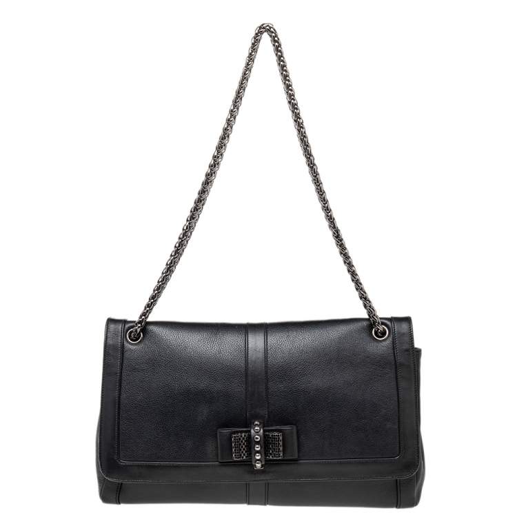 Pre Owned Christian Louboutin Black Leather Sweet Charity Shoulder Bag