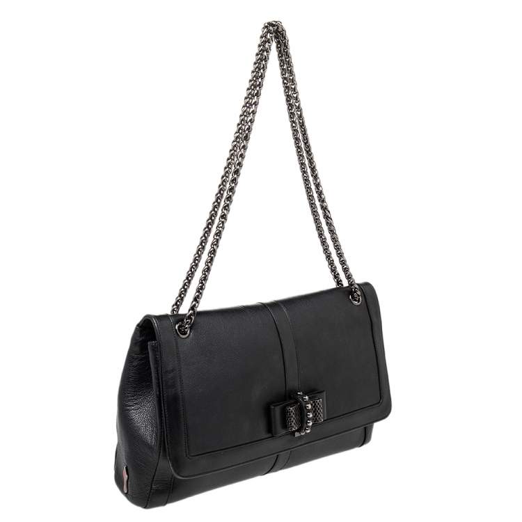 Pre Owned Christian Louboutin Black Leather Sweet Charity Shoulder Bag