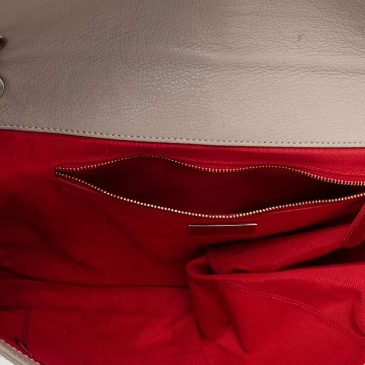 Pre Owned Christian Louboutin Beige /White Patent And Leather Sweet Charity Shoulder Bag