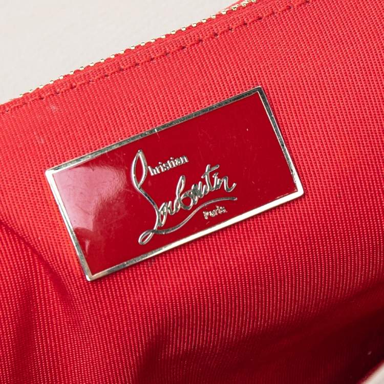 Pre Owned Christian Louboutin Beige /White Patent And Leather Sweet Charity Shoulder Bag
