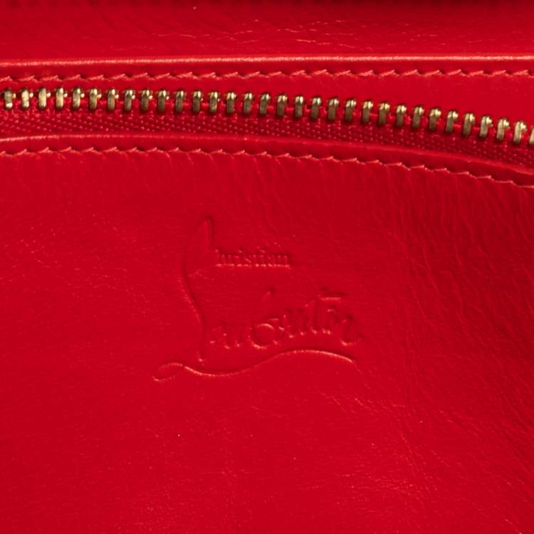 Pre Owned Christian Louboutin Grey Leather Spikes Panettone Zip Around Wallet