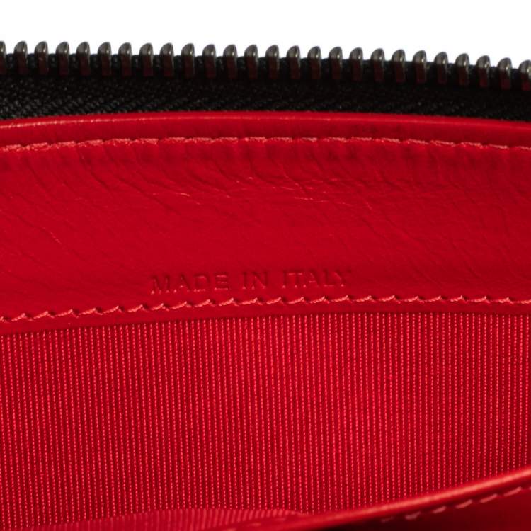 Pre Owned Christian Louboutin Grey Leather Spikes Panettone Zip Around Wallet