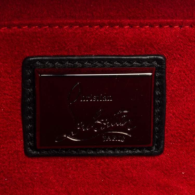 Pre Owned Christian Louboutin Black Leather Spike Grandotto Chain Clutch