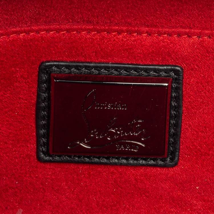 Pre Owned Christian Louboutin Black Leather Spike Grandotto Chain Clutch