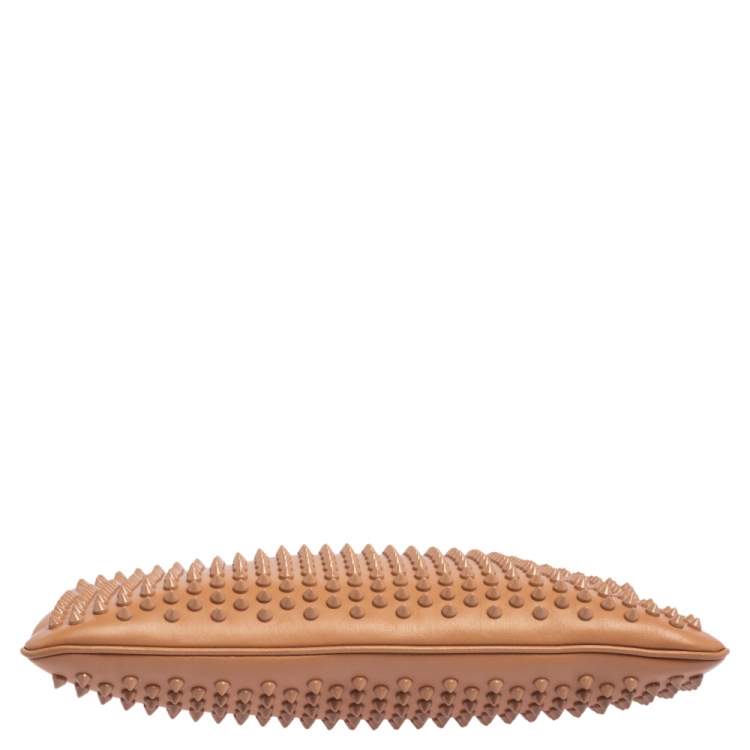 Pre Owned Christian Louboutin Beige Leather Spiked Loubiposh Shoulder Bag