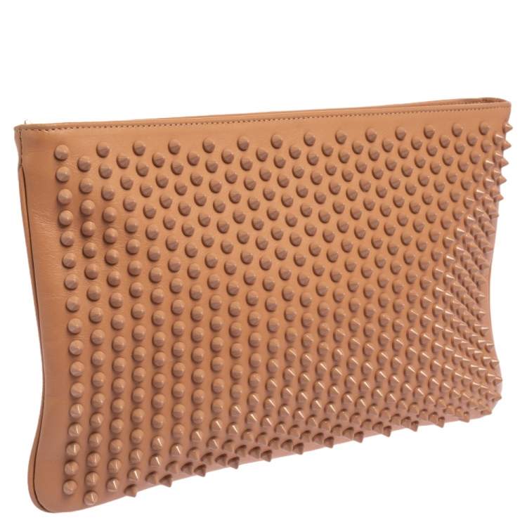 Pre Owned Christian Louboutin Beige Leather Spiked Loubiposh Shoulder Bag