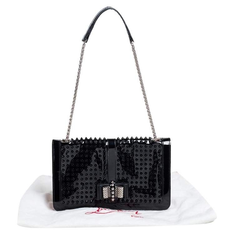 مملوكة مسبقًا Christian Louboutin Black Patent Leather Spike Sweet Charity Shoulder Bag