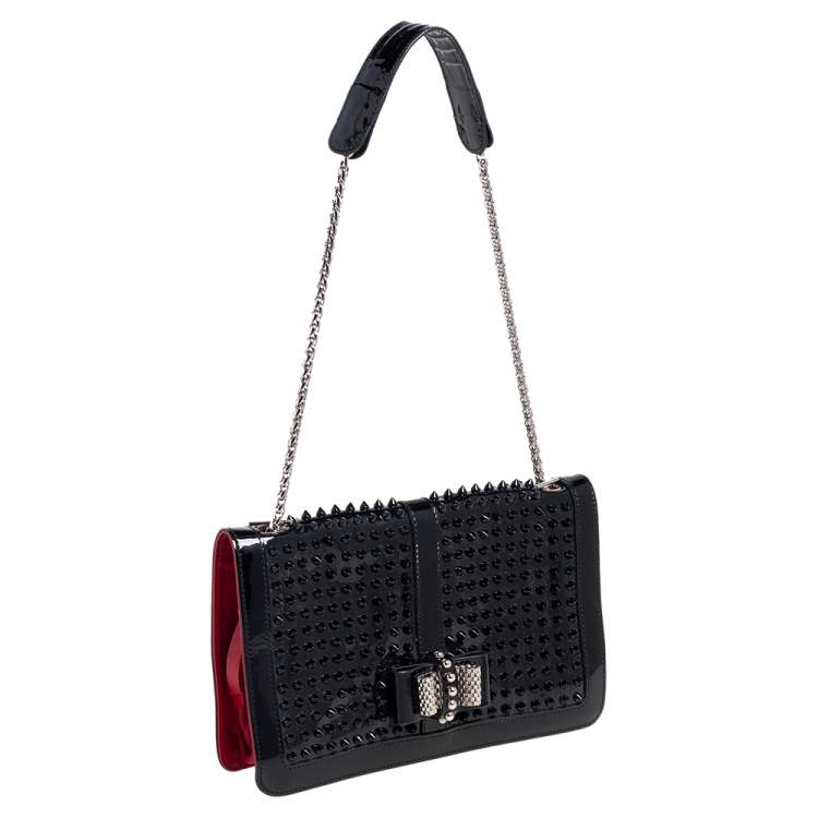 مملوكة مسبقًا Christian Louboutin Black Patent Leather Spike Sweet Charity Shoulder Bag