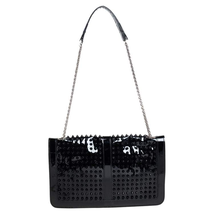 مملوكة مسبقًا Christian Louboutin Black Patent Leather Spike Sweet Charity Shoulder Bag