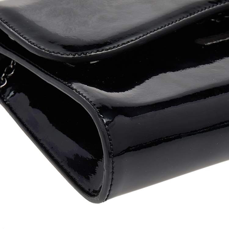 Pre Owned Christian Louboutin Black Patent Leather Riviera Clutch