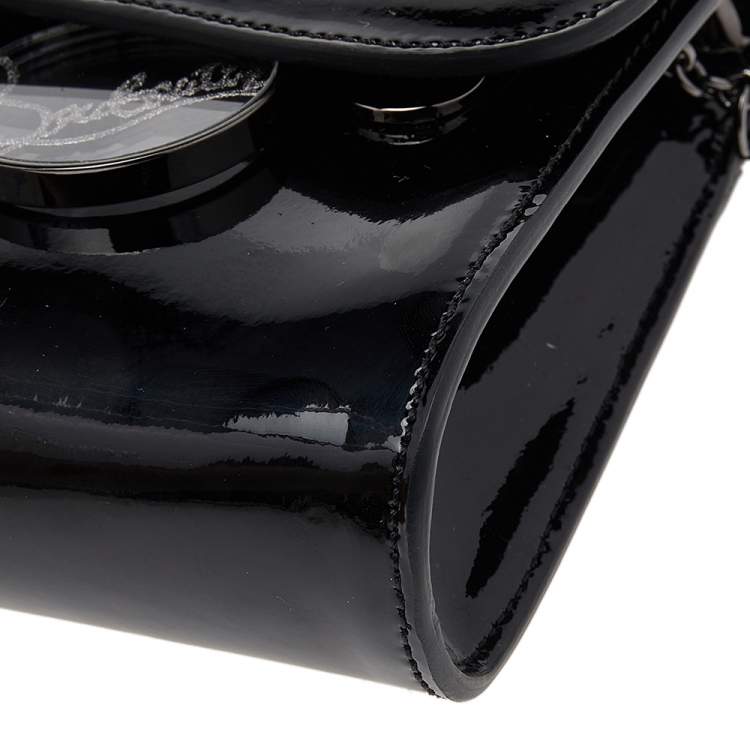 Pre Owned Christian Louboutin Black Patent Leather Riviera Clutch
