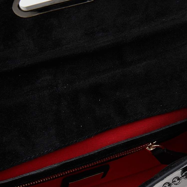 Pre Owned Christian Louboutin Black Patent Leather Riviera Clutch