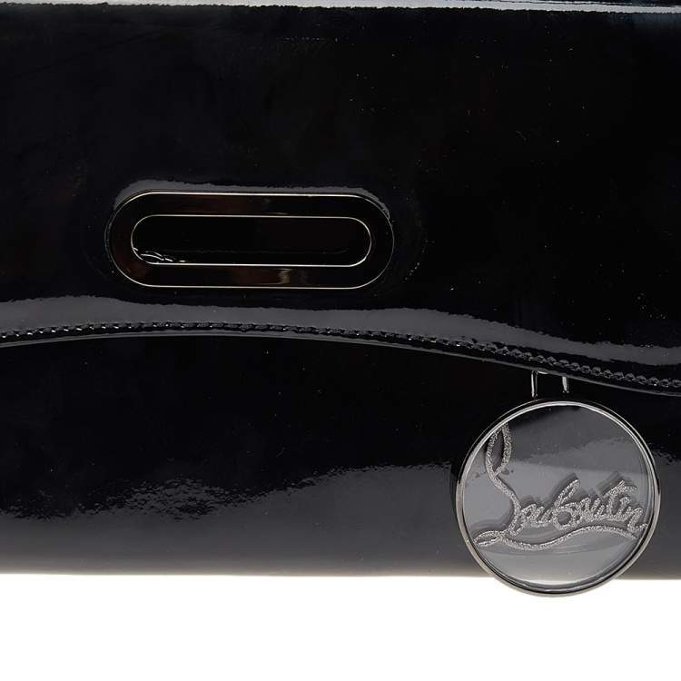 Pre Owned Christian Louboutin Black Patent Leather Riviera Clutch