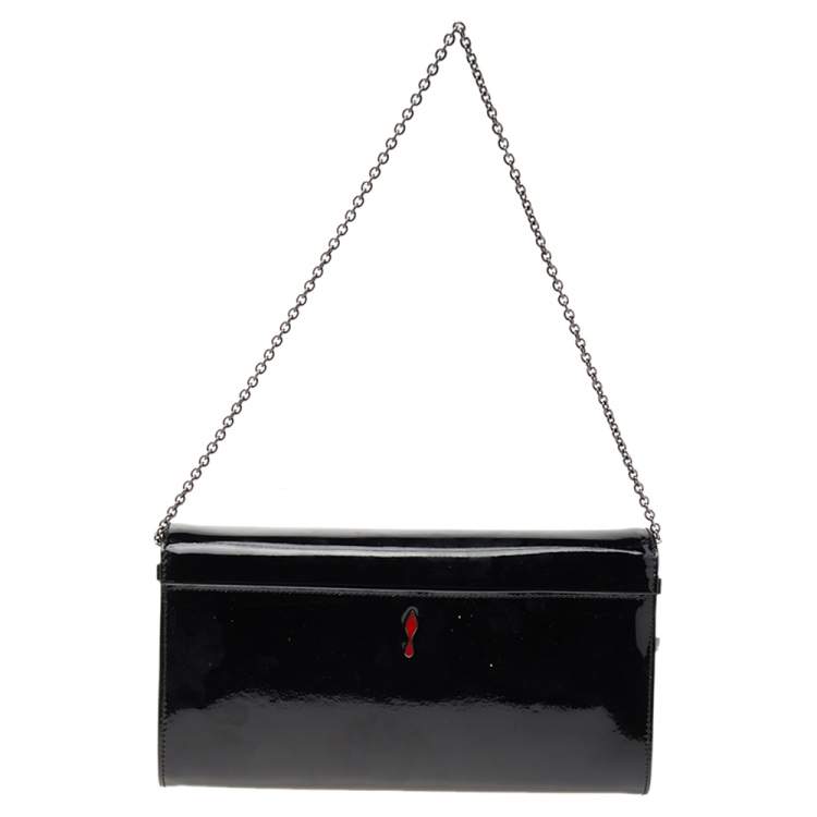 Pre Owned Christian Louboutin Black Patent Leather Riviera Clutch